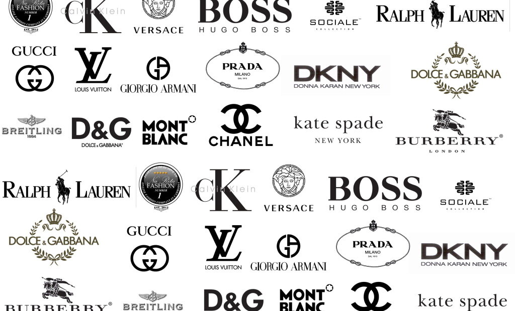 Знаменитые фирмы одежды со значками и названиями
