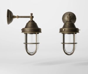 Outdoor Brass Wall Lamp With Cage Shade — стильный настенный светильник из латуни