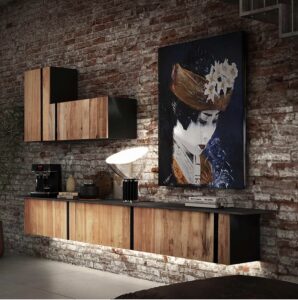 Soggiorno lineare 3mt con ante in legno massello — элегантная композиция для гостиной