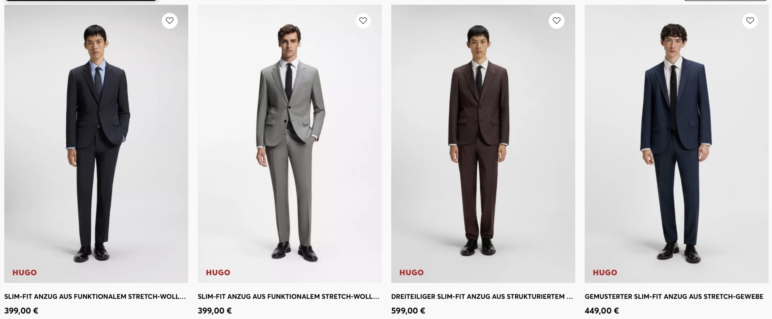 магазины мужской одежды в Европе Hugo Boss костюмы