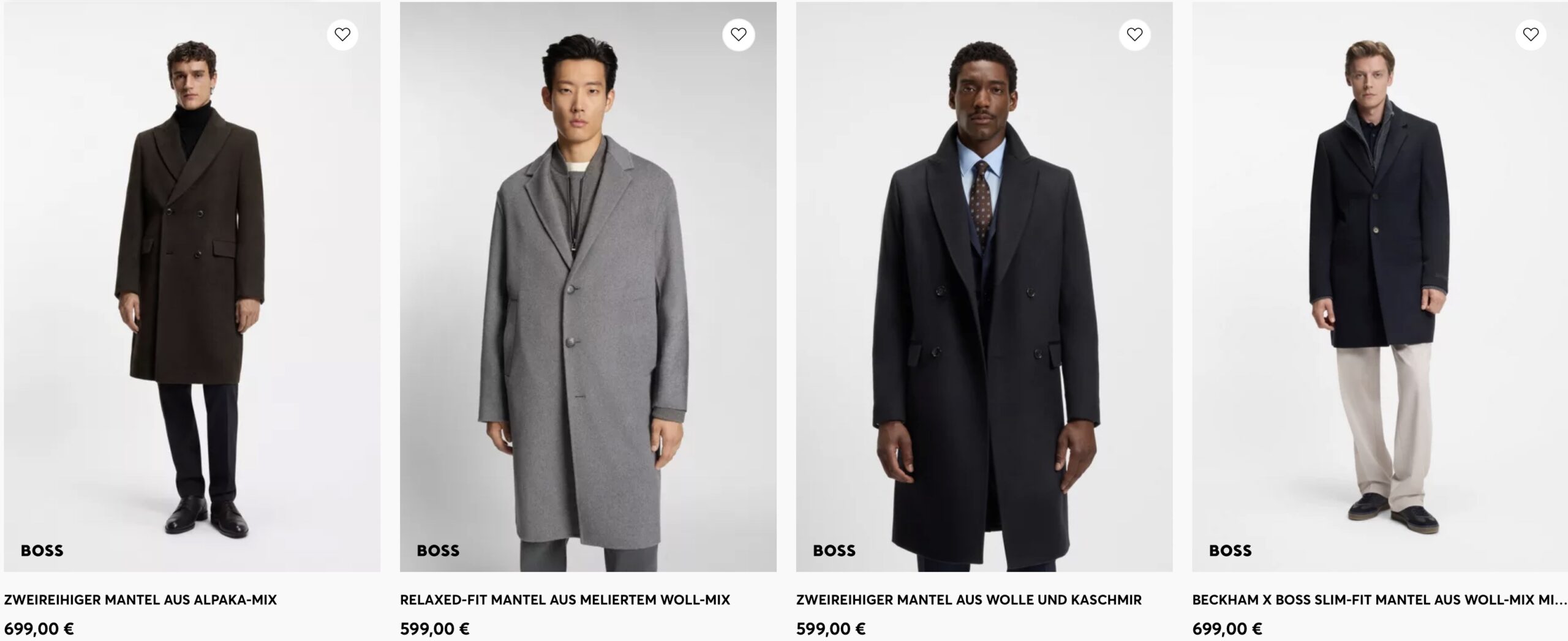 магазины мужской одежды в Европе Hugo Boss пальто