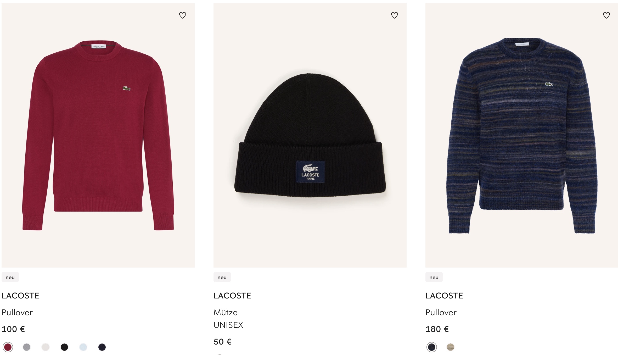 магазины мужской одежды в Европе Breuninger LACOSTE