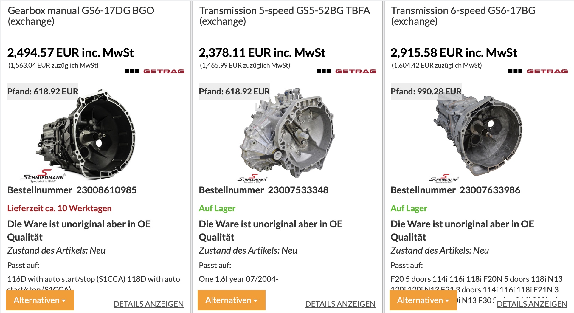 BMW коробка передач купить в Schmiedmann