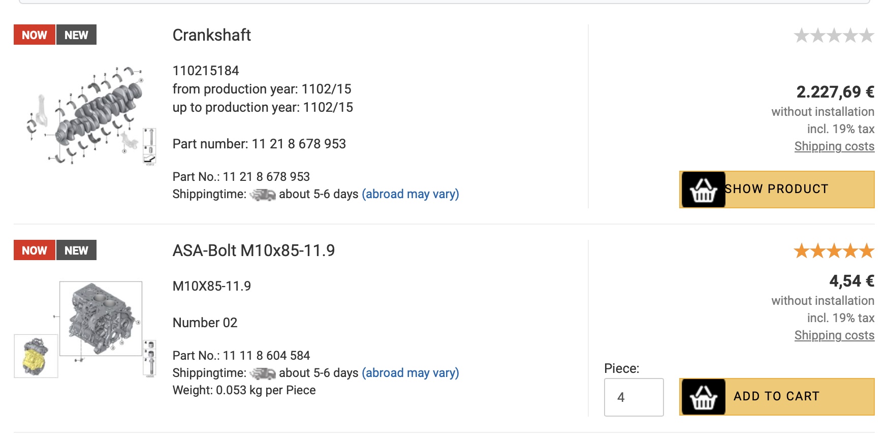  BMW Коленчатый вал купить на Hubauer