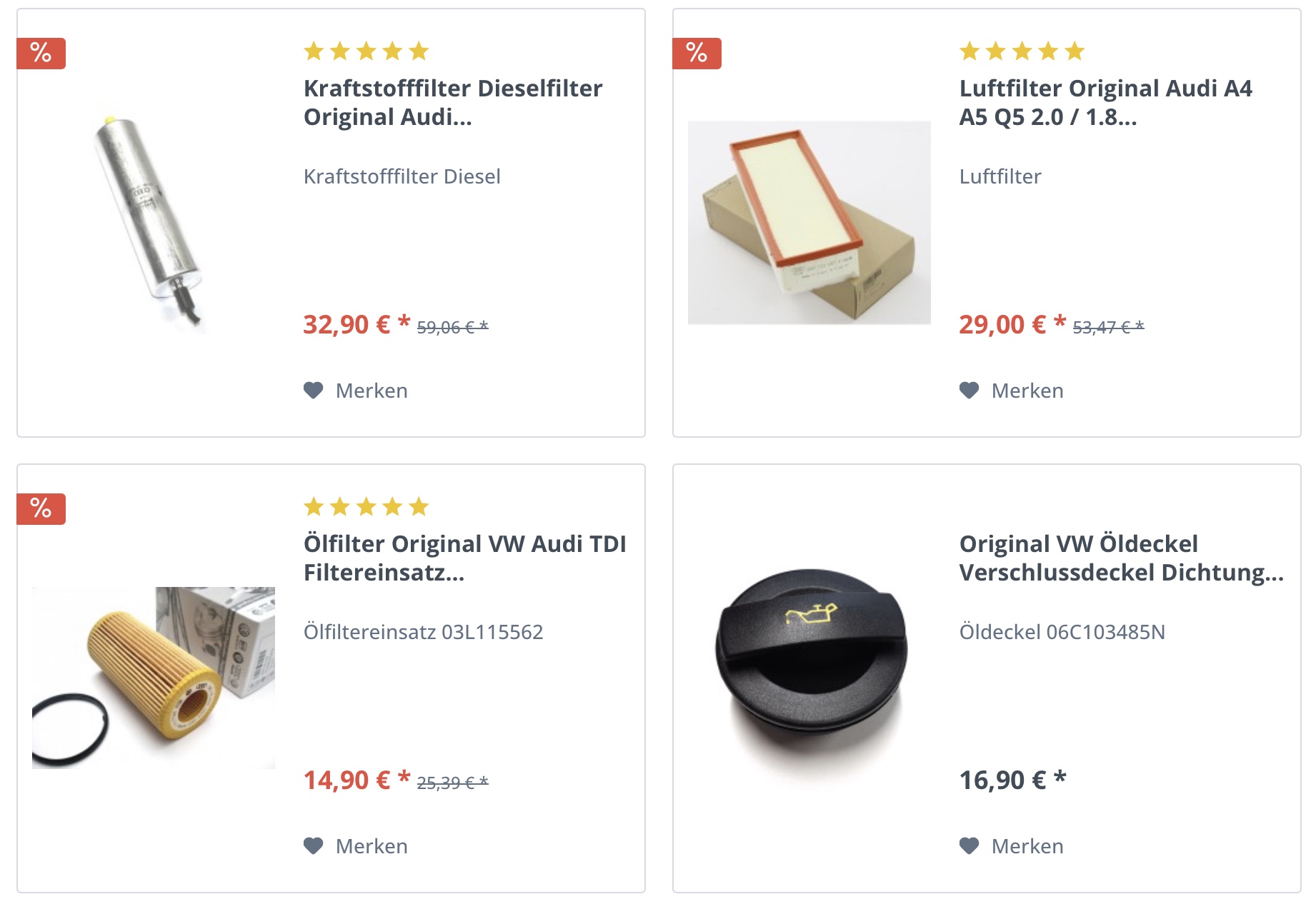 купить оригинальные фильтры Audi из Германии